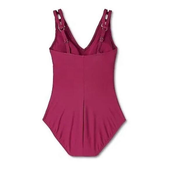 Aqua Green Wine Red Women's one piece Cut Out Strap One Piece Swimsuit  M - Picture 5 of 6